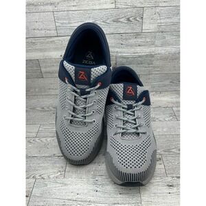 ZEBA Men's Athletic Shoes Gray Navy Orange Lace Up‎ Knit Sneakers Size 8.5